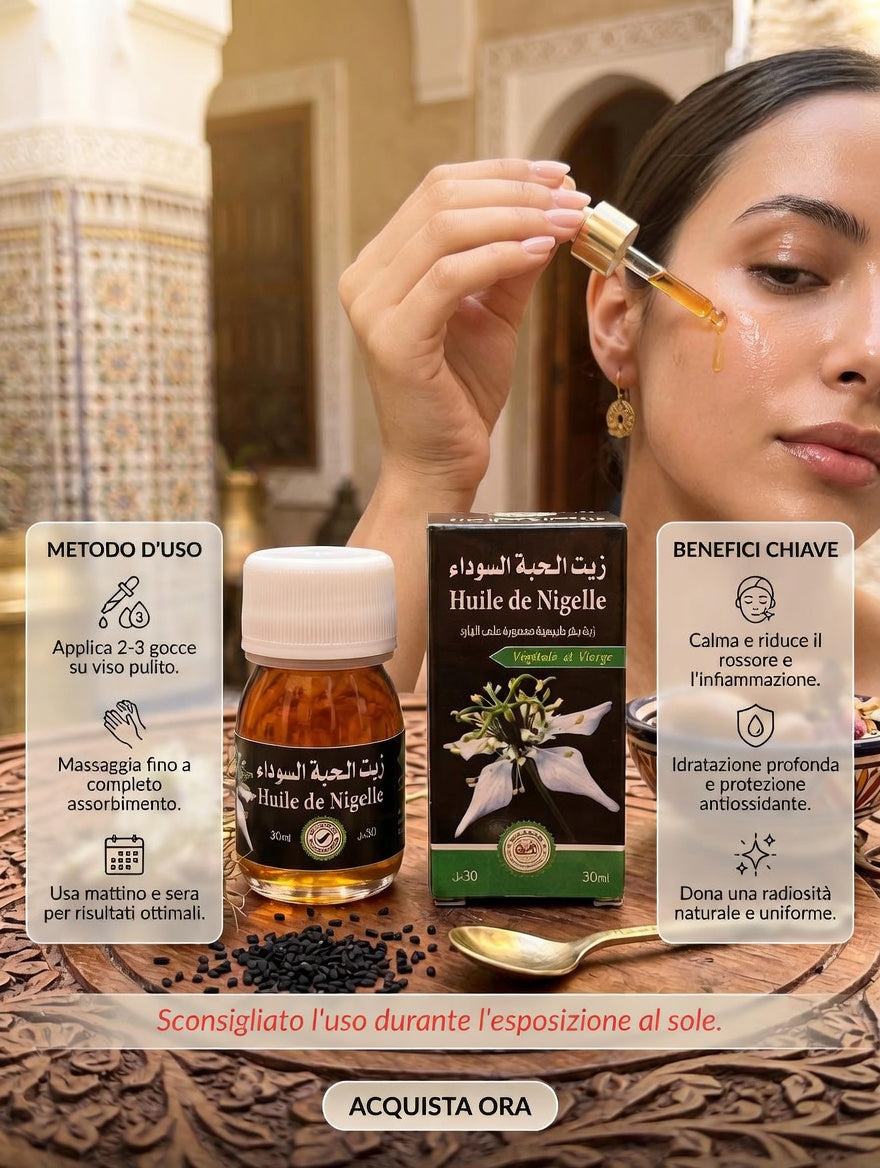 Olio di Nigella (Cumino Nero) 30ml – Il Segreto Naturale per Benessere e Pelle Perfett