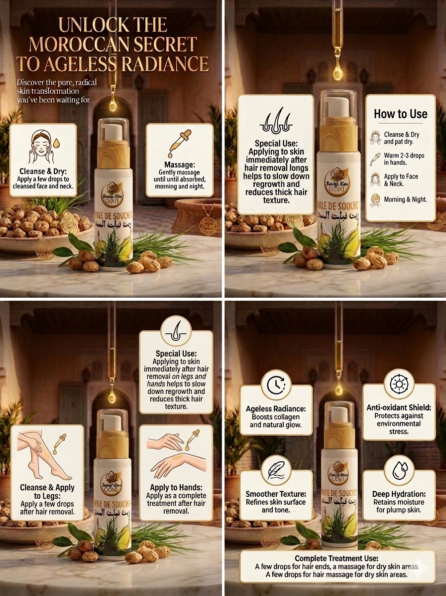 Olio di Cyperus Naturale 50ml – Segreto Marocchino per una Pelle Perfetta