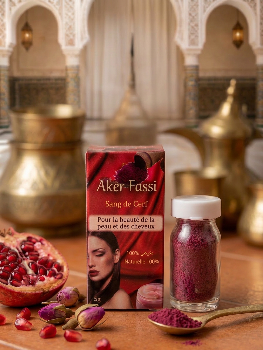 Aker Fassi Naturale 5g – Colore Tradizionale Marocchino per Labbra e Guance Effetto Naturale