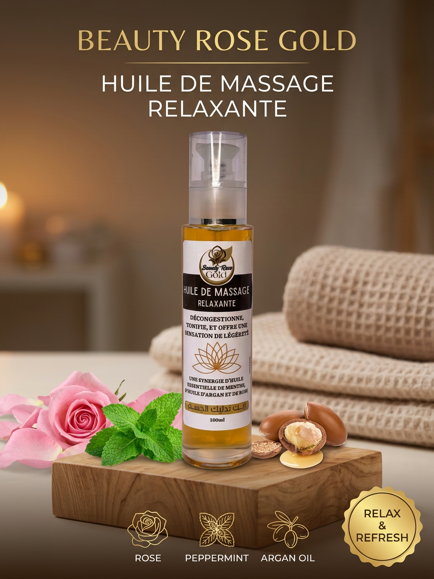 Relax & Freschezza Naturale 100ml – Olio da Massaggio con Argan, Menta e Rosa