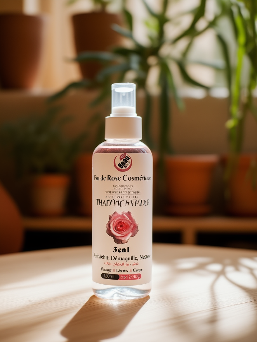 Acqua di Rosa Cosmetica Naturale 120ml  3 in 1 – Tonico, Struccante e Idratante – Viso, Labbra e Corpo