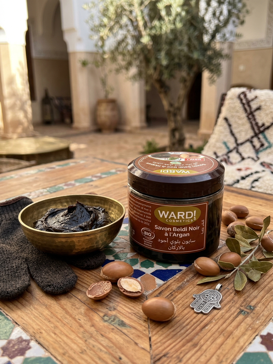 Sapone Nero all’Olio di Argan 200g – Esfoliazione e Nutrizione Profonda Effetto Hammam